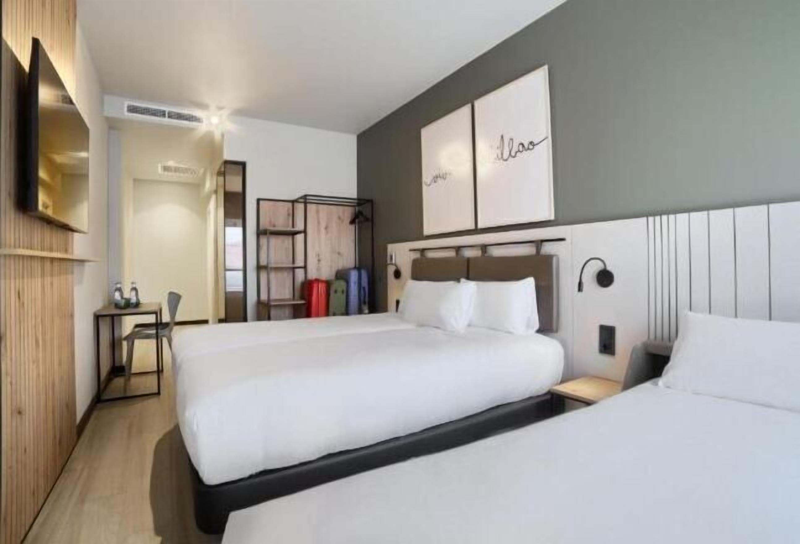 Desk, blackout curtains, soundproofing, iron/ironing board