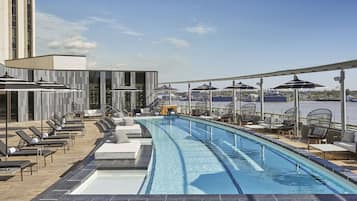 Outdoor pool, open 7:00 AM to 6:00 PM, sun loungers