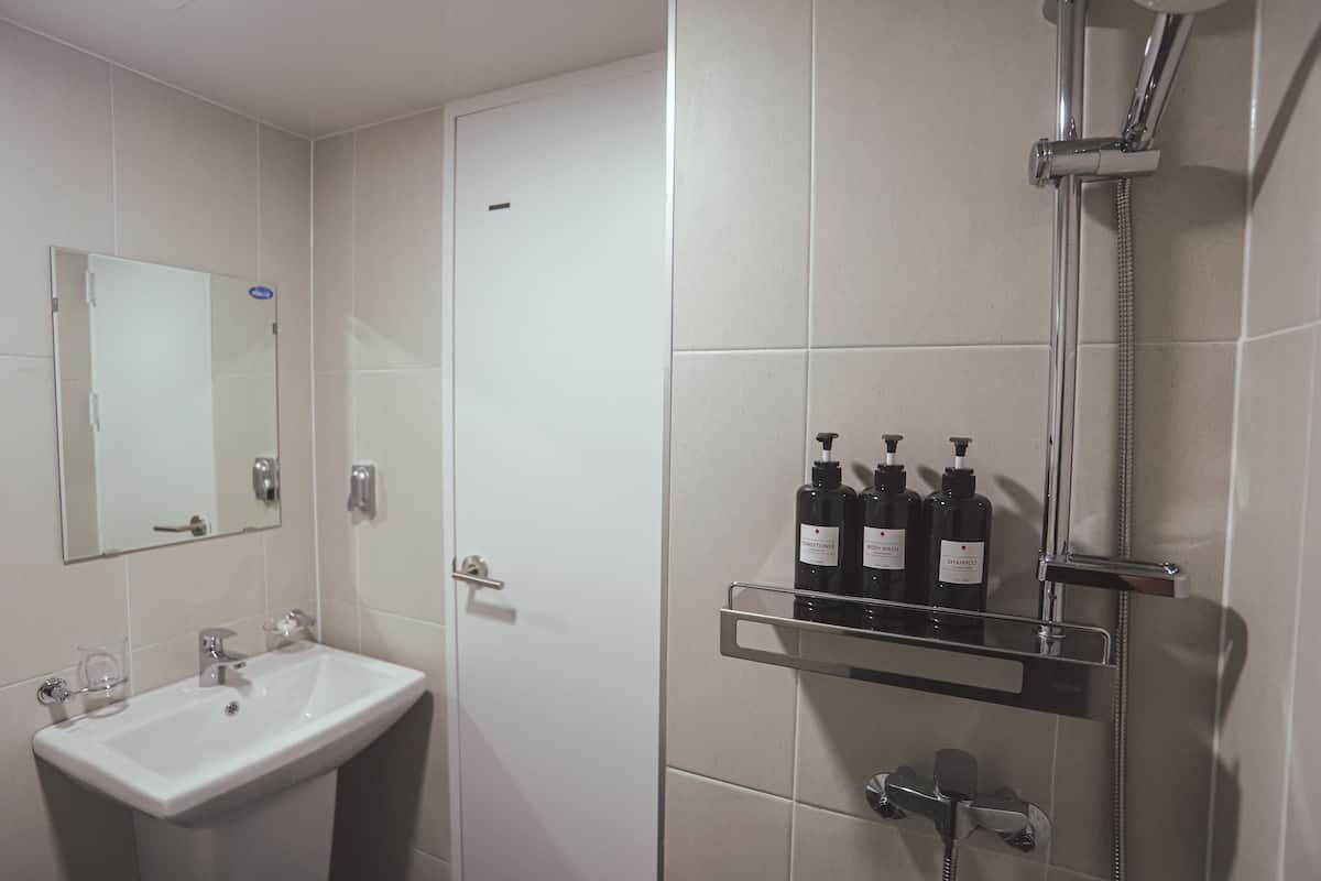 shower, free toiletries, hair dryer, slippers