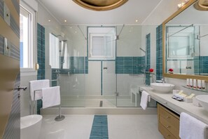 Shower, rainfall showerhead, hair dryer, bidet