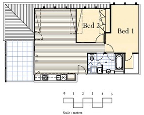 Floor plan - Bright 2-Bed Apartment with BBQ Patio (Northcote)