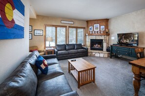 TV, fireplace - Riverbend Snowflake Run Condo: At Snowflake Lift (Breckenridge)