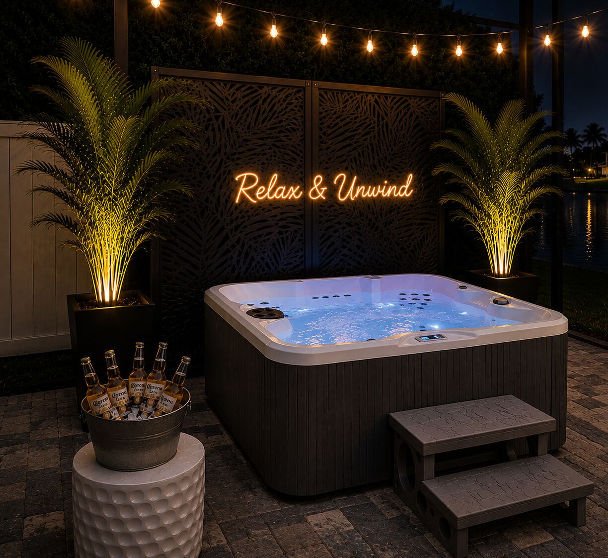 Outdoor spa tub