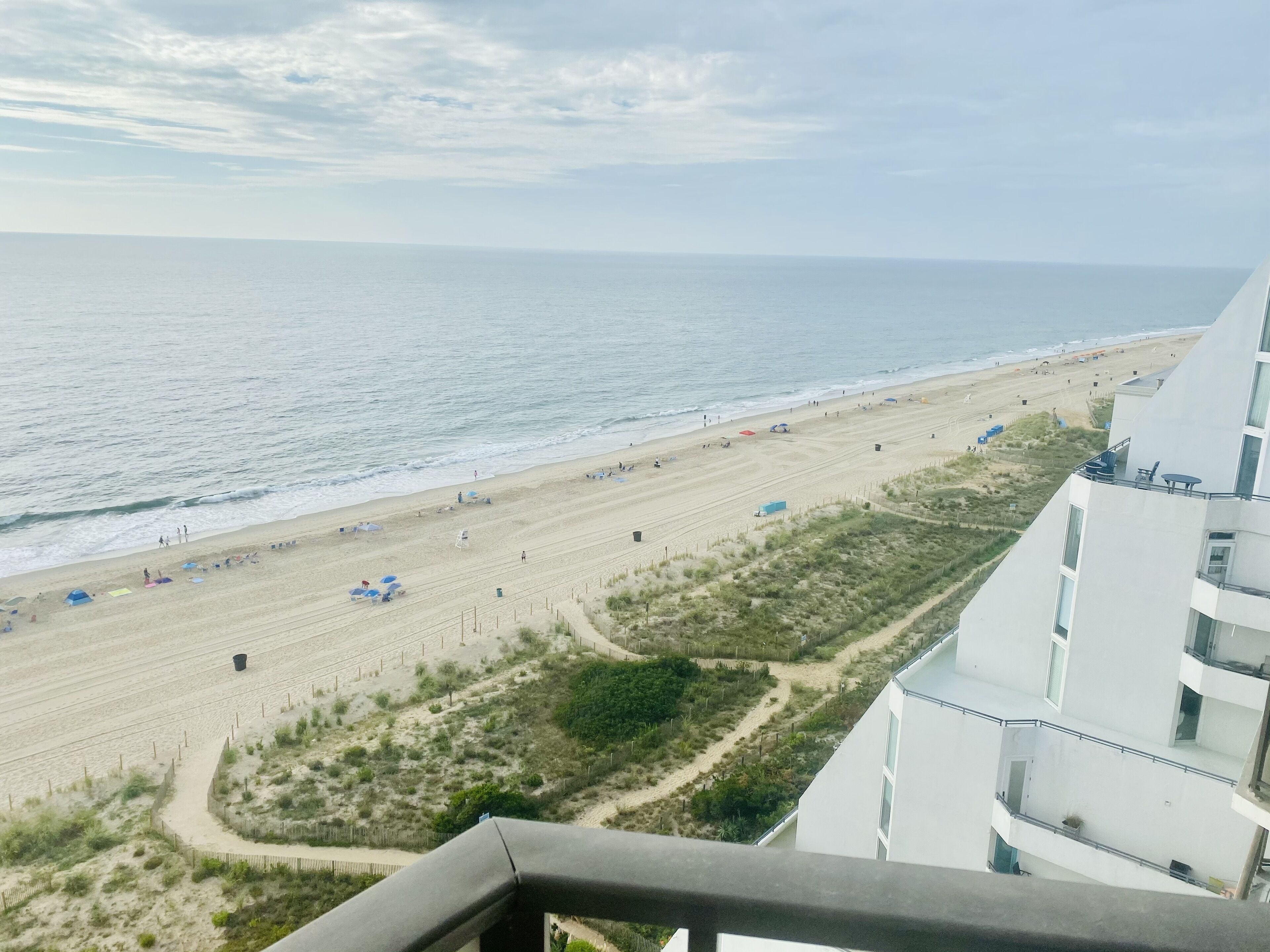 On the beach, sun loungers