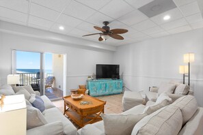 TV, DVD player, books, music library