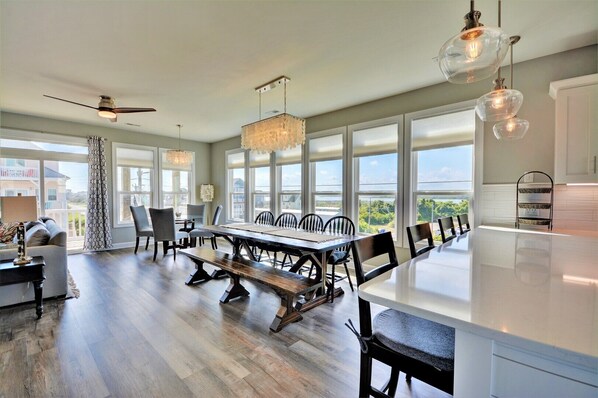 Dining - Topsail Turvy: 4 Bed Home - Ocean + Sound Views - Elevator, Near Beach Access (North Topsail Beach)