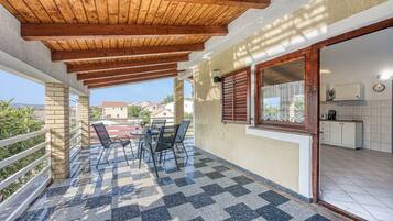 Family Apartment, Multiple Bedrooms, Mountainside (Sunset Sea View Blue Apartment) | Terrace/patio