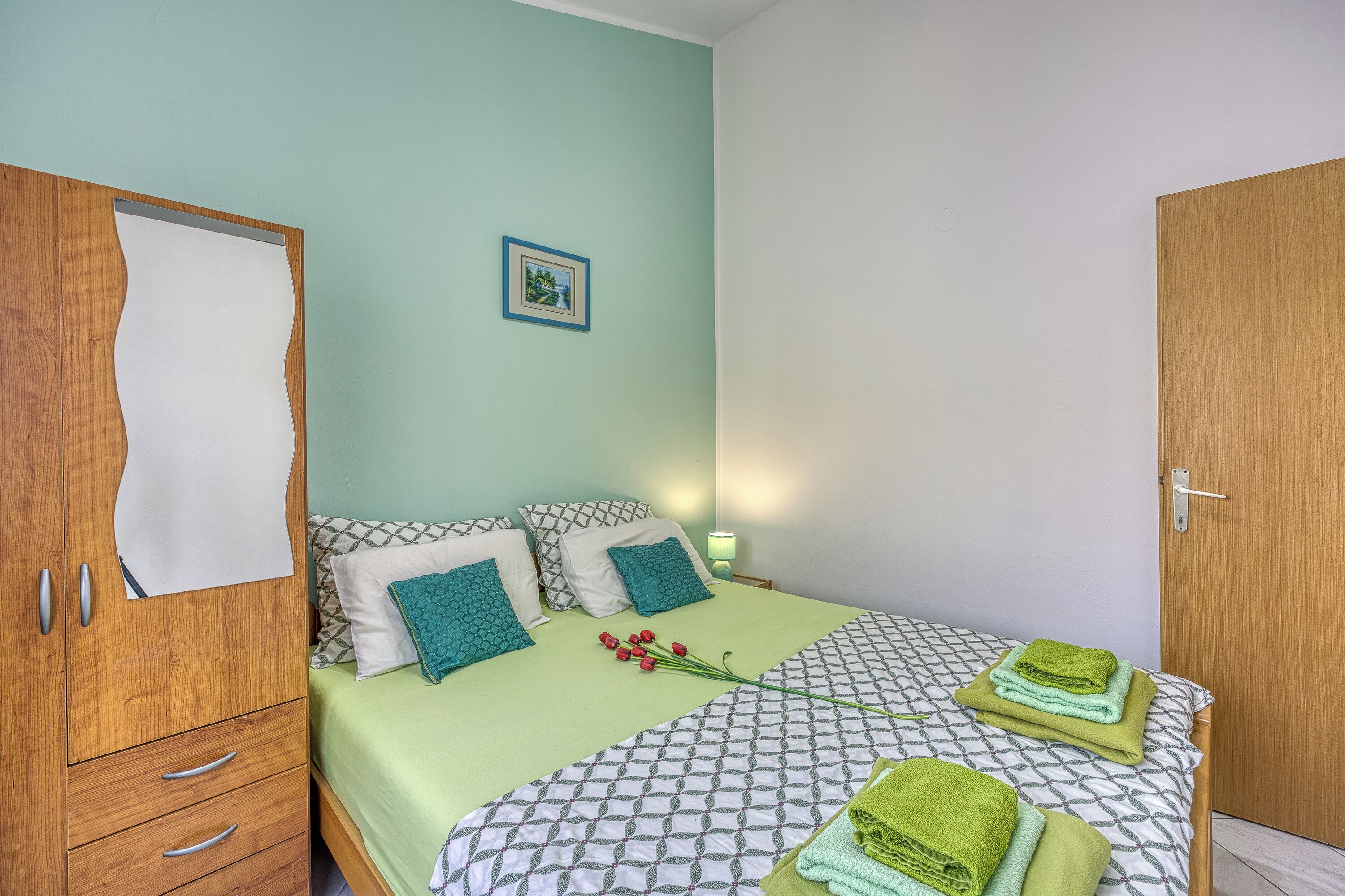 Family Apartment, Multiple Bedrooms, Mountainside (Turquoise Apartment Sea View) | 1 bedroom, free WiFi, bed sheets