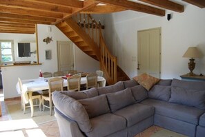 TV, fireplace, DVD player, books
