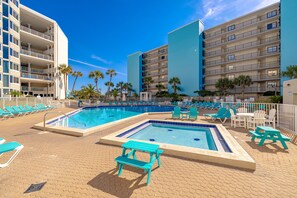 Outdoor pool - Beachfront Ground Floor Studio Condo with Patio 
Seasonal Beach Service Included (Panama City Beach)