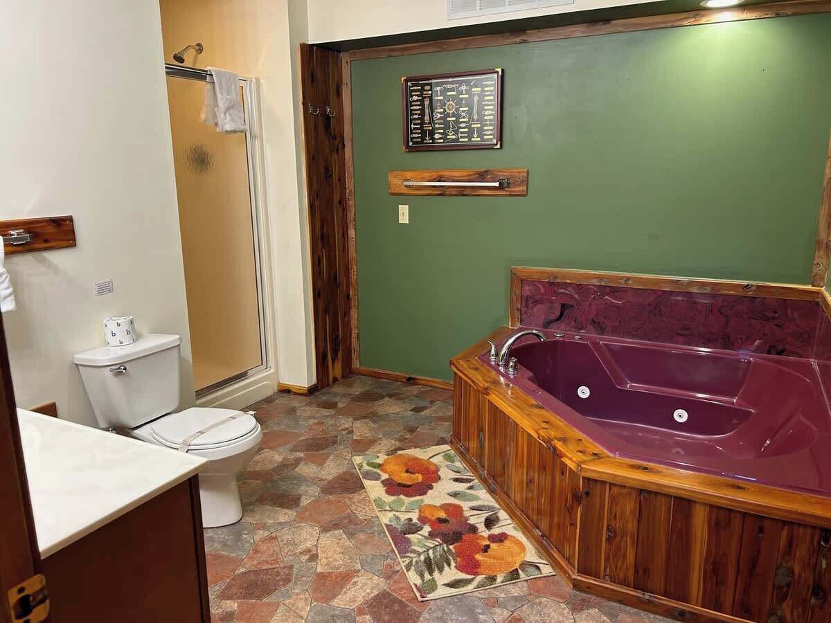 Ducha, bañera de hidromasaje, secador de pelo, toallas