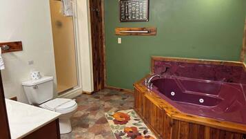 Ducha, bañera de hidromasaje, secador de pelo, toallas