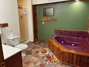 Ducha, bañera de hidromasaje, secador de pelo, toallas