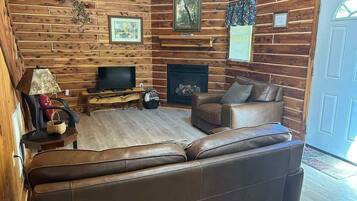 Smart TV, fireplace, video games, DVD player