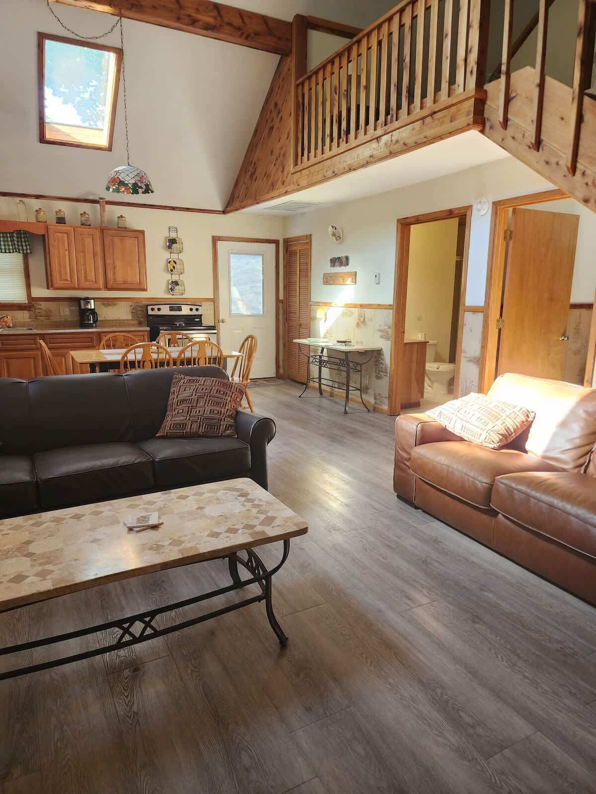 Smart TV, fireplace, video games, DVD player