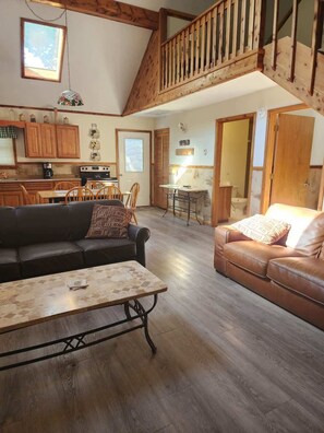 Smart TV, fireplace, video games, DVD player