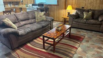 Flat-screen TV, video games, DVD player, books