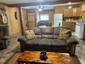 Flat-screen TV, video games, DVD player, books