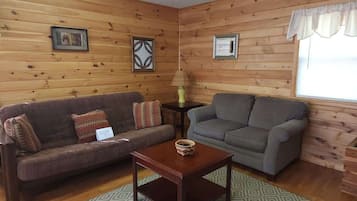 Smart TV, fireplace, video games, DVD player