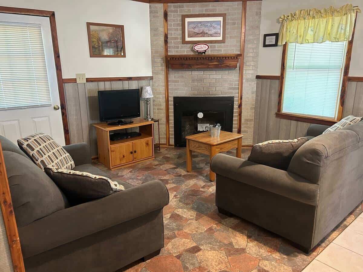 Smart TV, fireplace, video games, DVD player