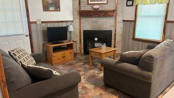 Smart TV, fireplace, video games, DVD player