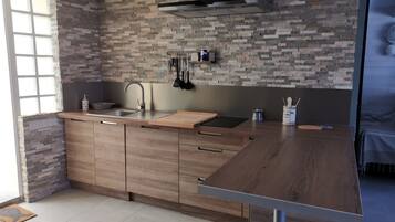 Refrigerador, microondas, horno y parrilla de estufa