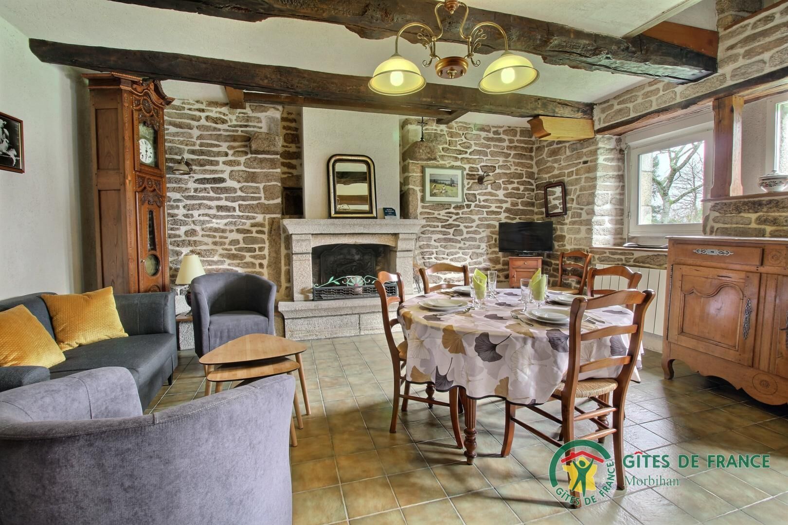 Televisión y chimenea 