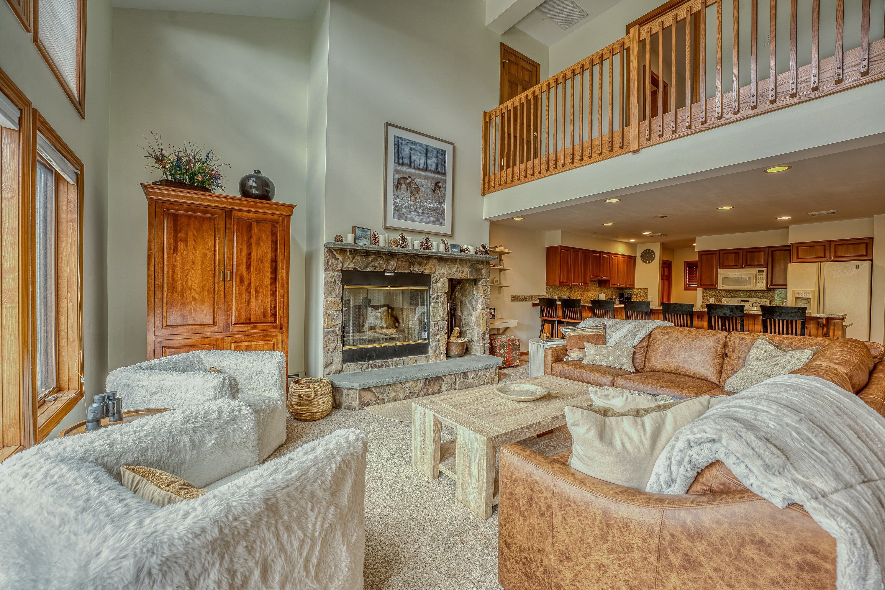 TV, fireplace