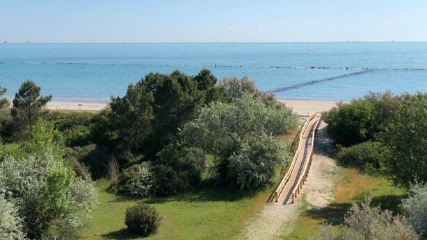 A coastal path leading to a beach with dense greenery and a clear view of the sea. - [lido Adriano Free Parking]appartamento SUL Mare (Lido Adriano)