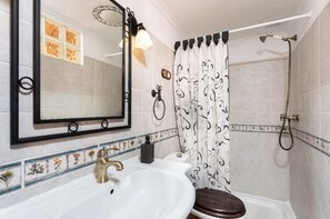 Hair dryer, towels, toilet paper