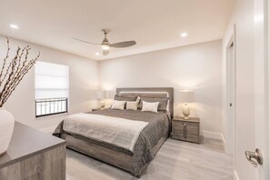 2 bedrooms, desk, iron/ironing board, travel cot