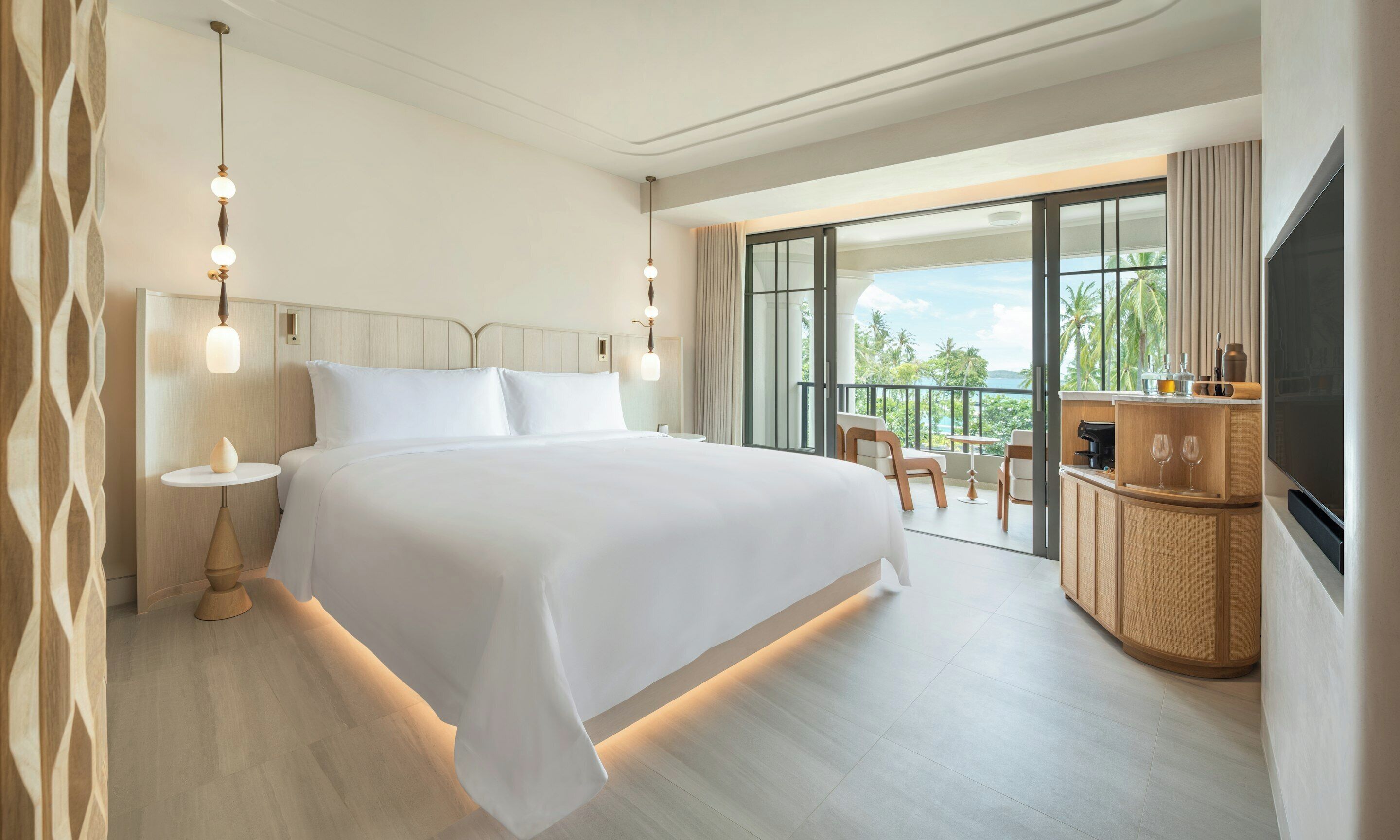 Quarto luxo, 1 cama King (Ocean) | Roupas de cama premium, frigobar (abastecido com itens grátis)