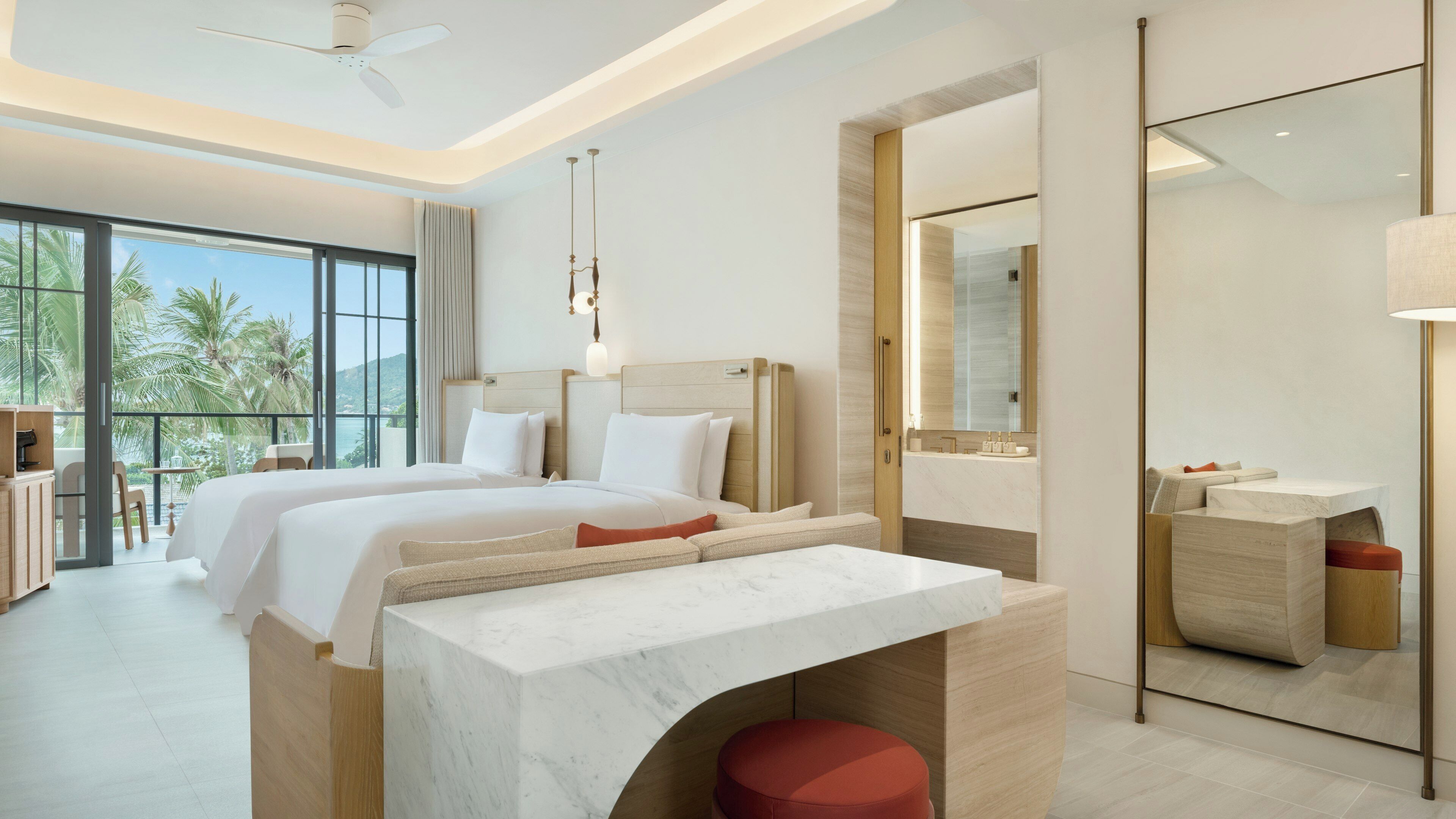 Quarto duplo, 2 camas de solteiro (Reserve Ocean) | Roupas de cama premium, frigobar (abastecido com itens grátis)