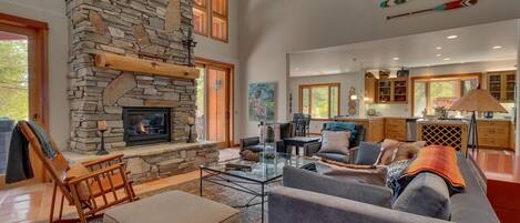 TV, fireplace, computer monitors