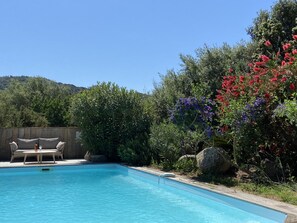Outdoor pool, a heated pool - Magnificent villa with sunny private pool, near Bonifacio. (FIGARI)