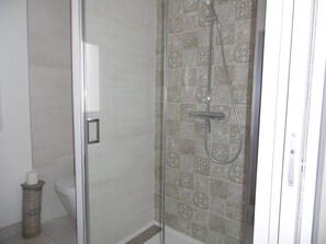 Regadera, secadora de cabello, toallas 