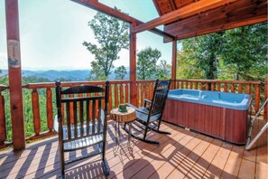Outdoor spa tub - Private, Romantic Cabin with Breathtaking Views Throughout ] Hot Tub (Sevierville)