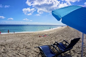 Beach nearby, sun-loungers