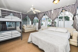 Desk, iron/ironing board, travel cot, free WiFi