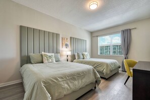 4 bedrooms, iron/ironing board, travel cot, WiFi