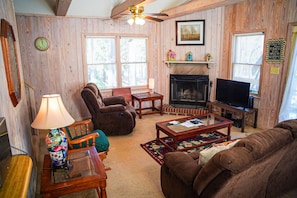 TV, fireplace, foosball, table tennis