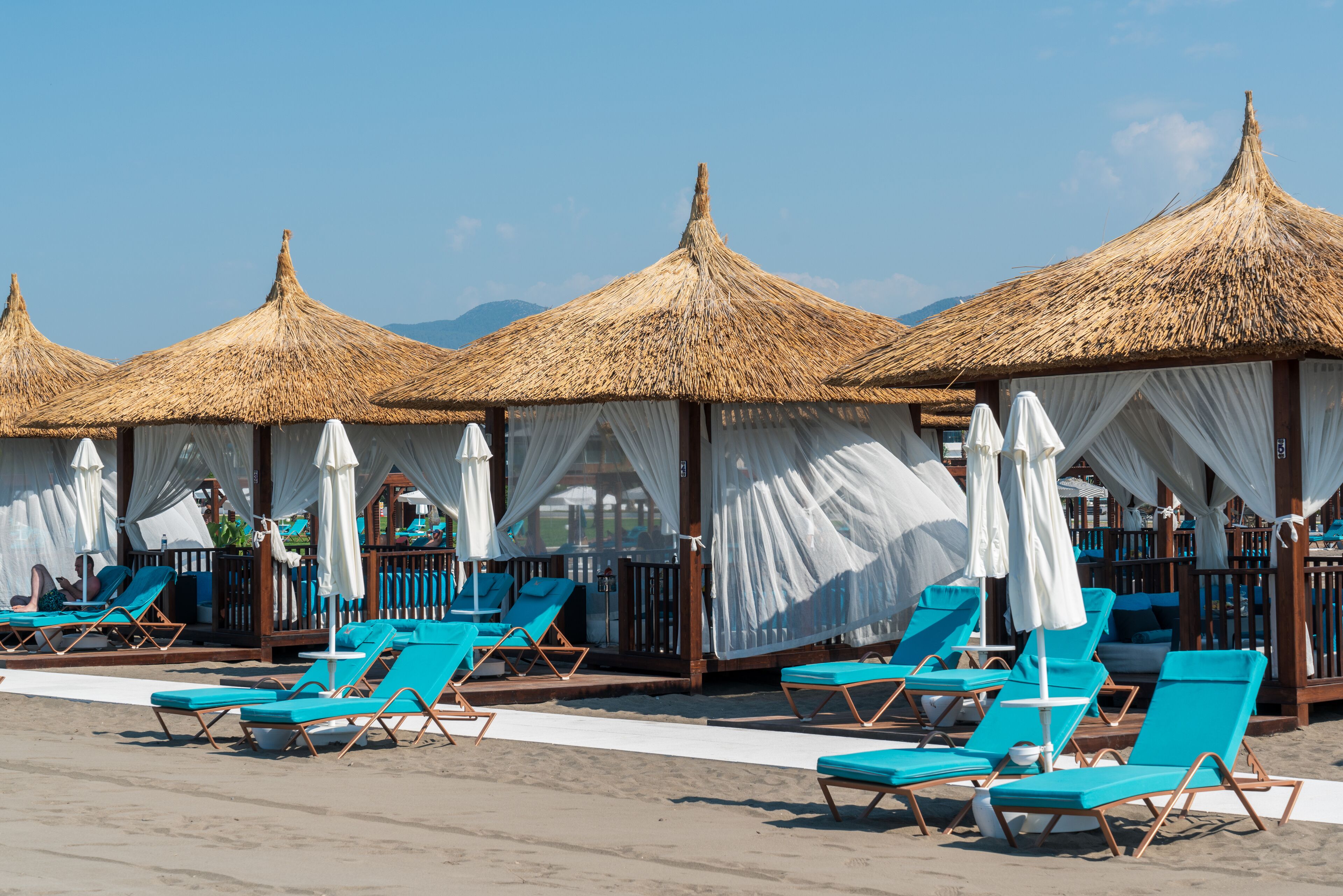 Private beach, beach cabanas, sun loungers, beach umbrellas