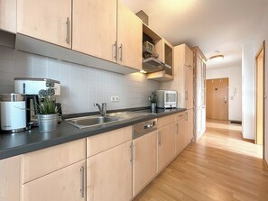 Kühlschrank, Mikrowelle, Herdplatte, Geschirrspüler