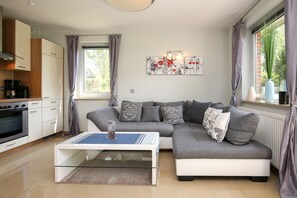 Fernseher, Kamin, DVD-Player, Bücher
