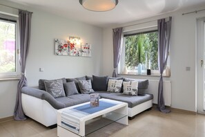 Fernseher, Kamin, DVD-Player, Bücher