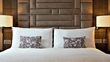 Egyptian cotton sheets, premium bedding, down duvets, minibar