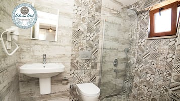 Shower, slippers, towels