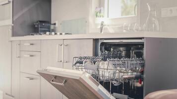 Fridge, microwave, dishwasher, highchair