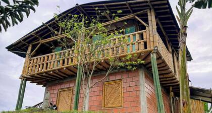 CABIN IN THE HEART OF THE COFFEE REGION, BETWEEN BANANA PLANTATIONS AND THE CRYSTALLINE RIVER.