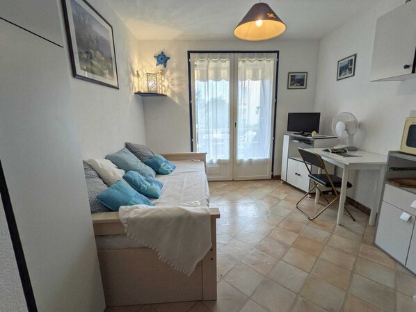 1 bedroom, desk, iron/ironing board